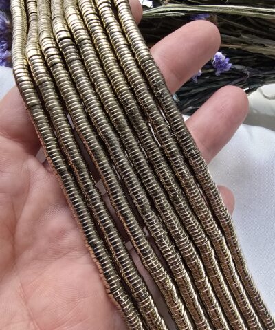 5x1 MM Disk Soft Gold Hematit Doğal Taş
