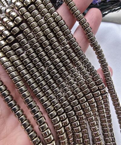 6x3 MM Soft Gold Rondela Hematit Doğal Taş