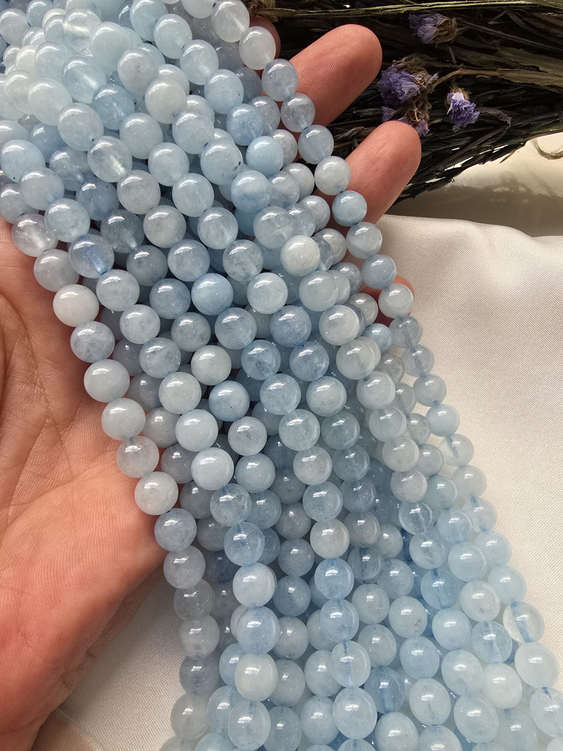 8 MM Küre Akuamarin Ceyt Kuvars Taşı
