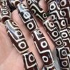 15x40 MM Silindir Beyaz Çizgili Kahve Tibet Akik Taşı - Görsel 4