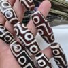 15x40 MM Silindir Beyaz Çizgili Kahve Tibet Akik Taşı - Görsel 2