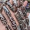 15x40 MM Silindir Beyaz Çizgili Kahve Tibet Akik Taşı