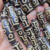 15x40 MM Silindir Beyaz Çizgili Siyah Tibet Akik Taşı
