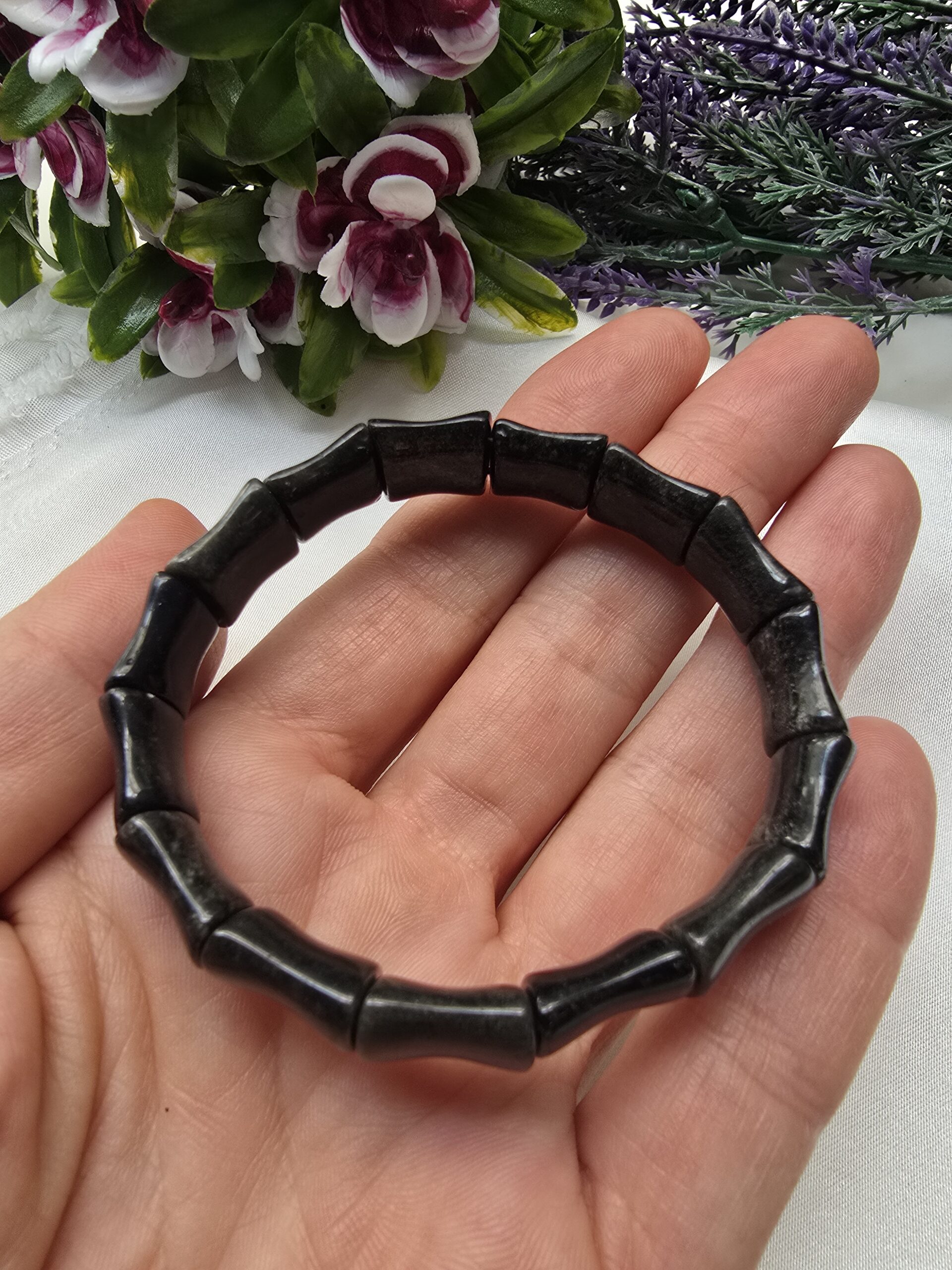 Obsidyen Kemik Doğal Taş Bileklik
