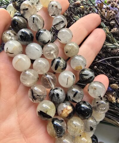 12 MM Küre Siyah Rutil Kuvars Doğal Taş Dizi