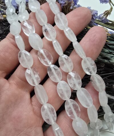 8x12 MM Fasetli Oval Kristal Kuvars Taşı