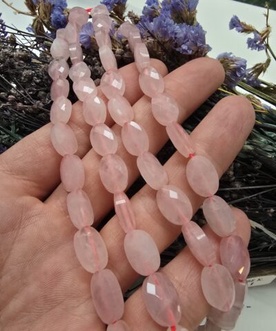 8x12 MM Fasetli Oval Pembe Kuvars Taşı