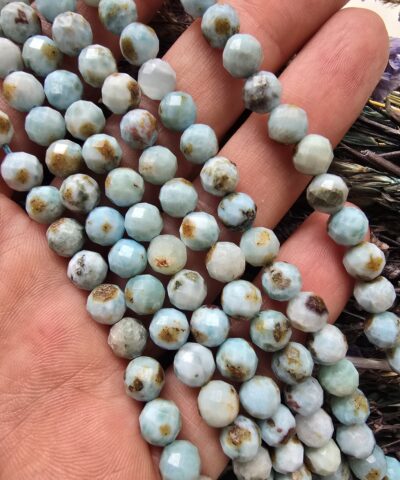 6 MM Faset Larimar Doğal Taş Dizi