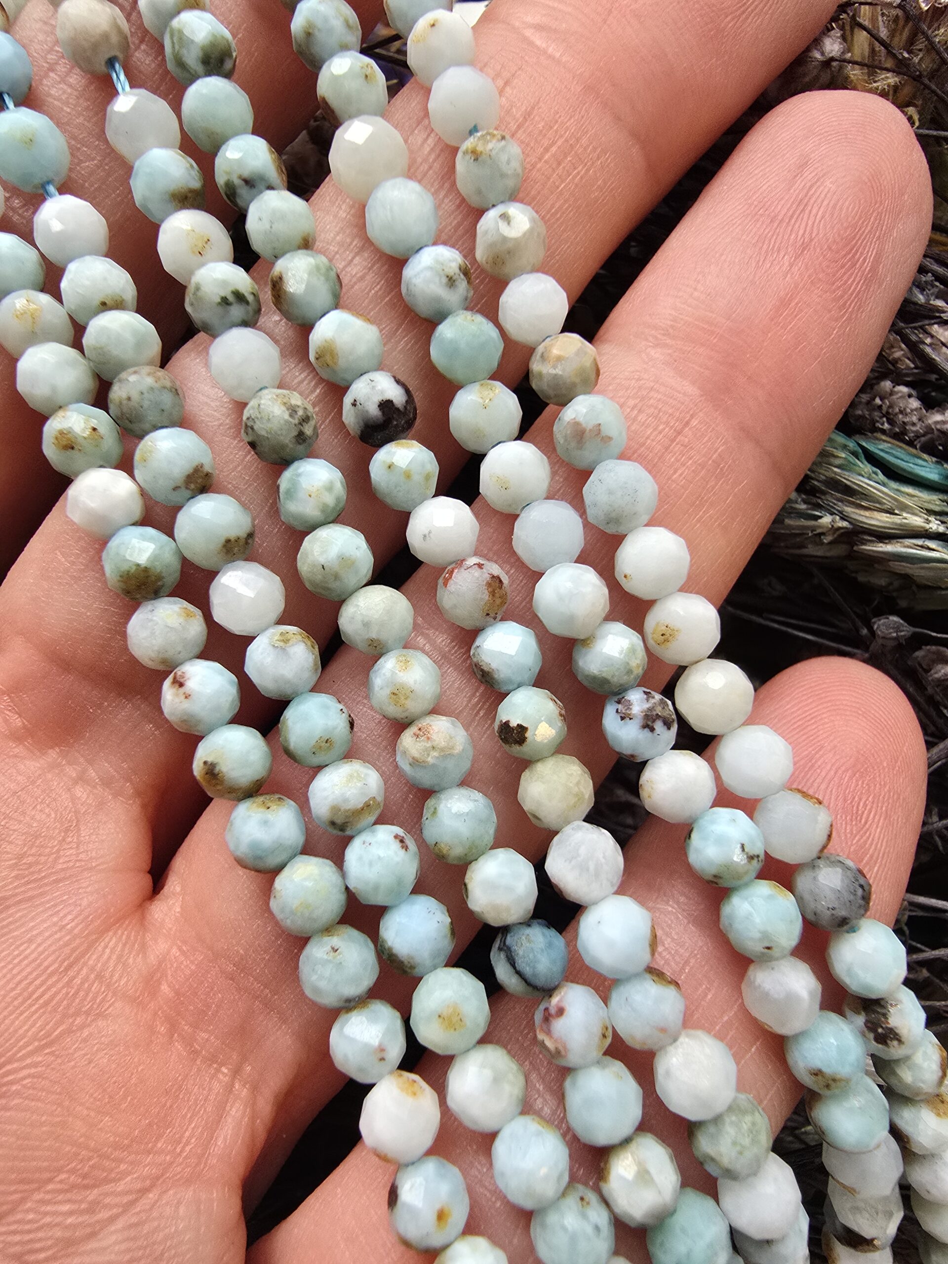 4 MM Faset Larimar Doğal Taş Dizi - Görsel 2