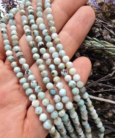 4 MM Faset Larimar Doğal Taş Dizi