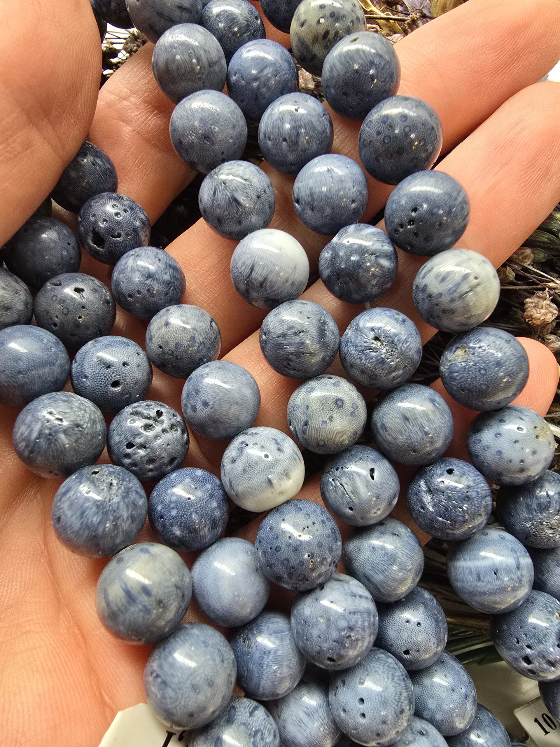 10 MM Küre Mavi Mercan Doğal Taşı - Görsel 3