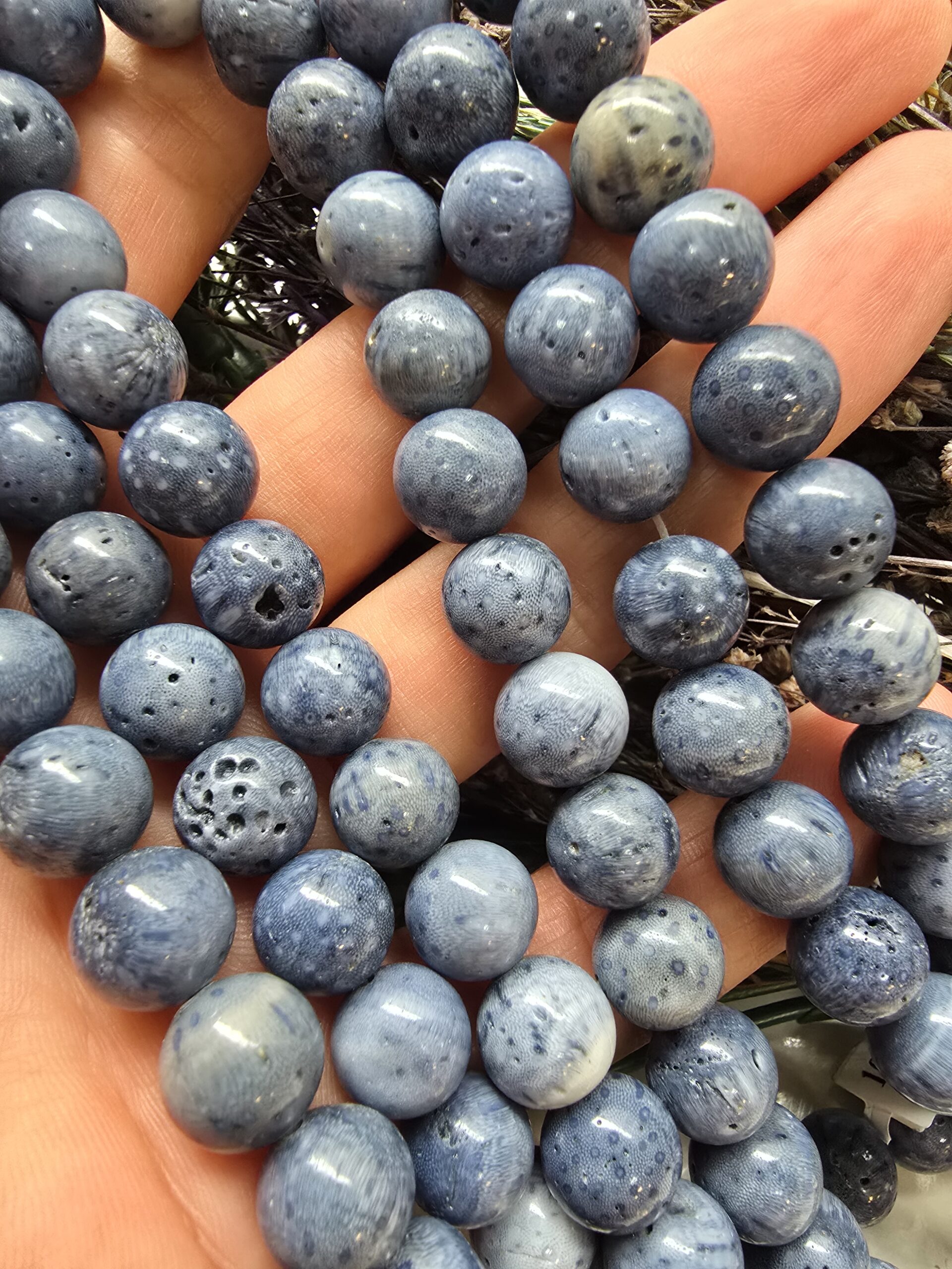 10 MM Küre Mavi Mercan Doğal Taşı - Görsel 2
