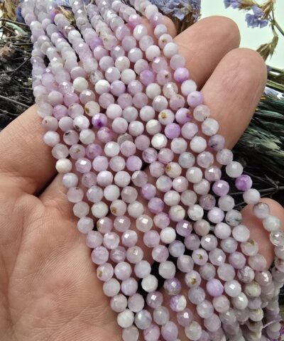 4 MM Faset Kunzit Doğal Taş Dizi