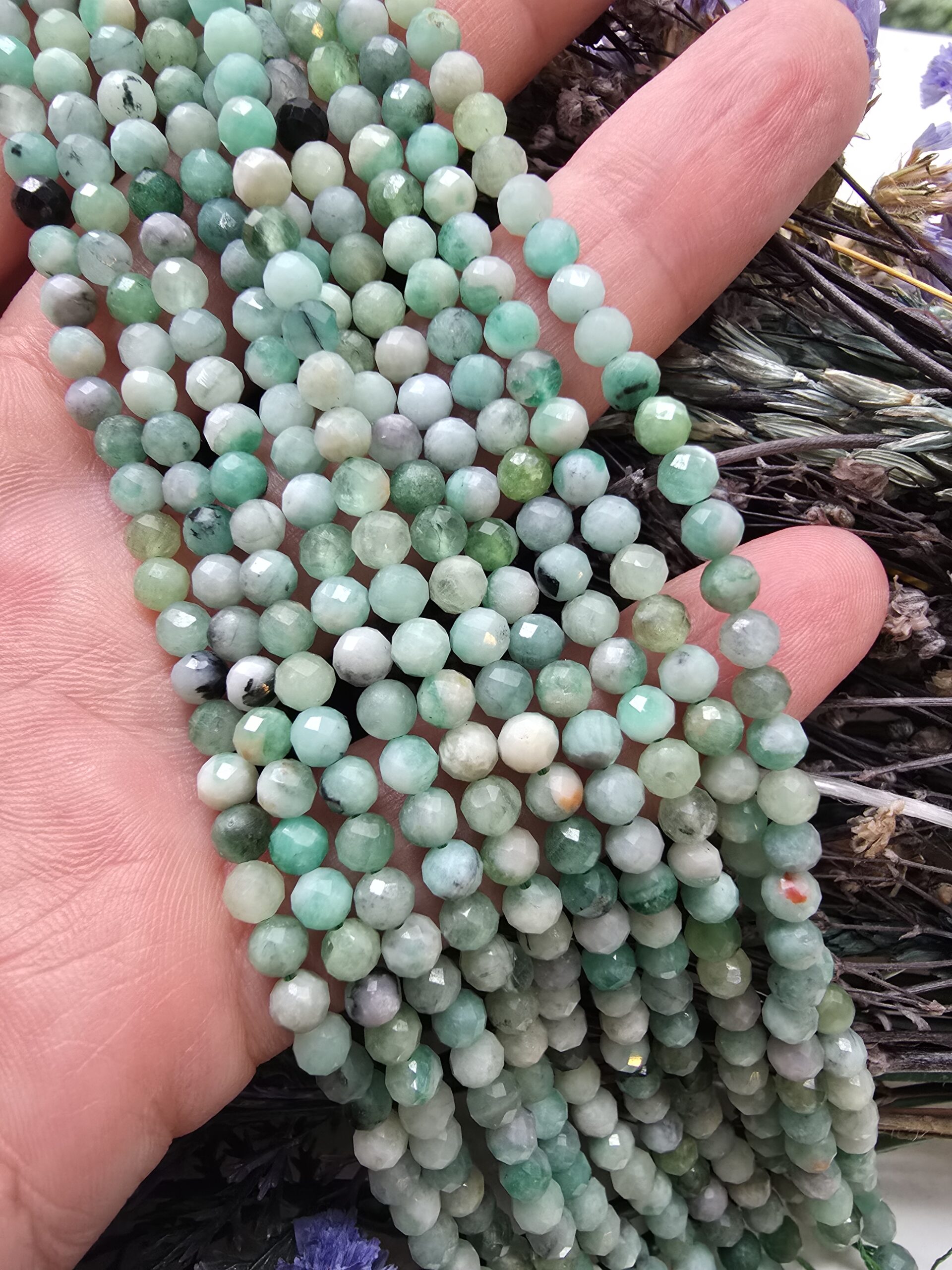 4 MM Faset Zümrüt Doğal Taş Dizi - Görsel 2