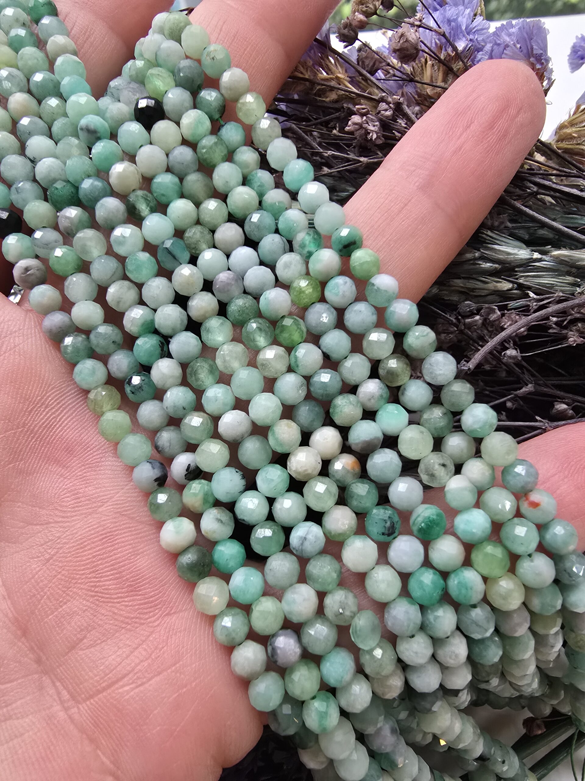 4 MM Faset Zümrüt Doğal Taş Dizi