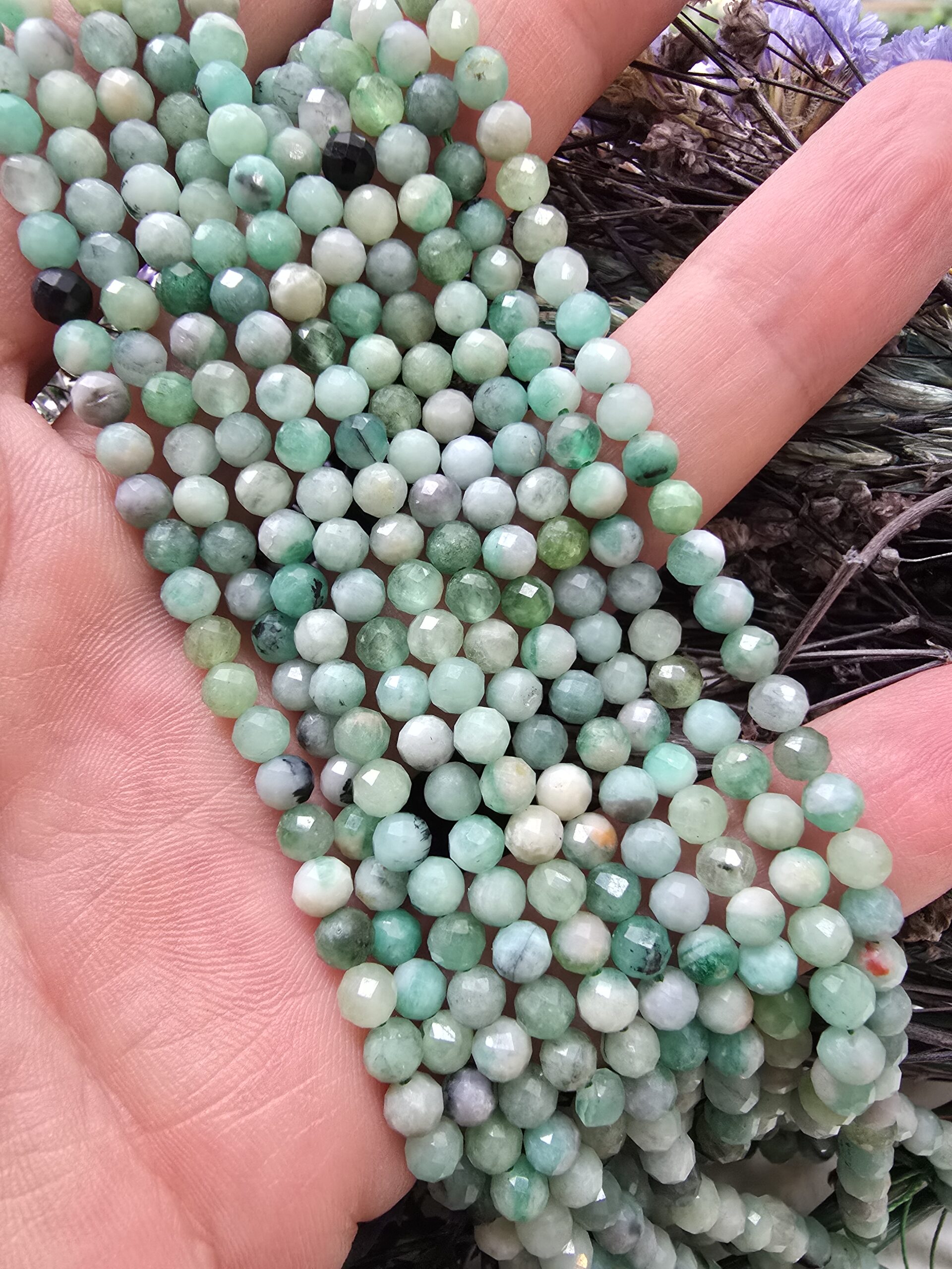 4 MM Faset Zümrüt Doğal Taş Dizi - Görsel 3