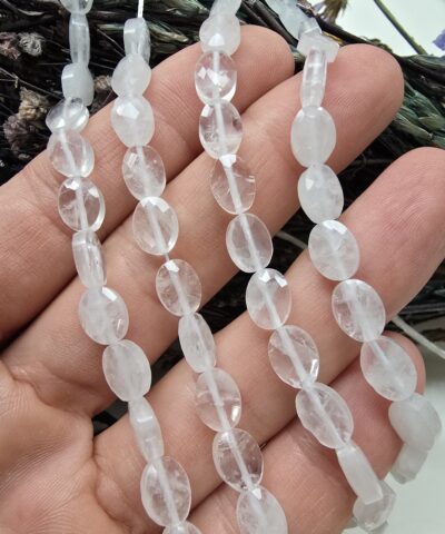 6x8 MM Fasetli Oval Kristal Kuvars Taşı