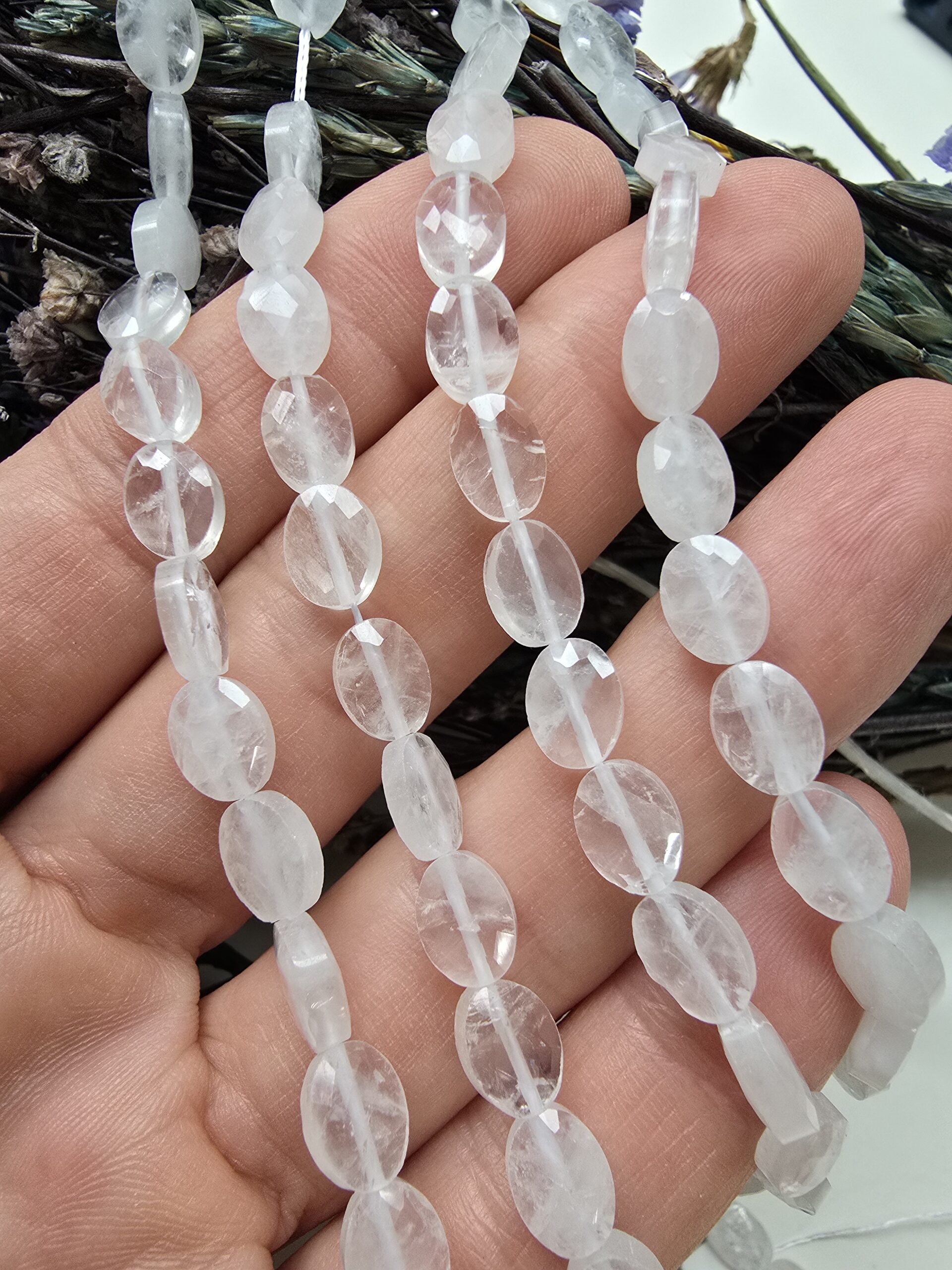 6x8 MM Fasetli Oval Kristal Kuvars Taşı