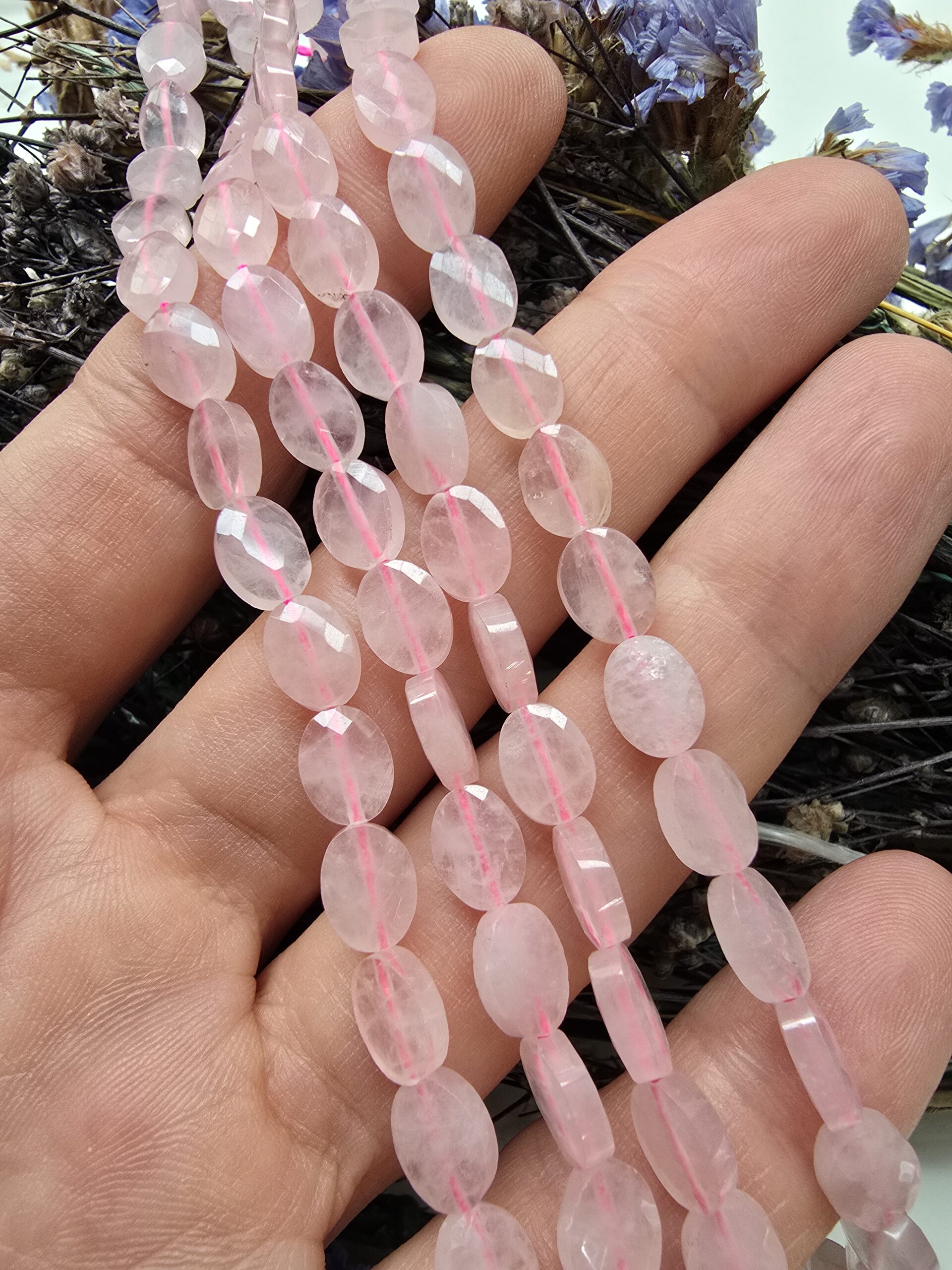 6x8 MM Fasetli Oval Pembe Kuvars Taşı