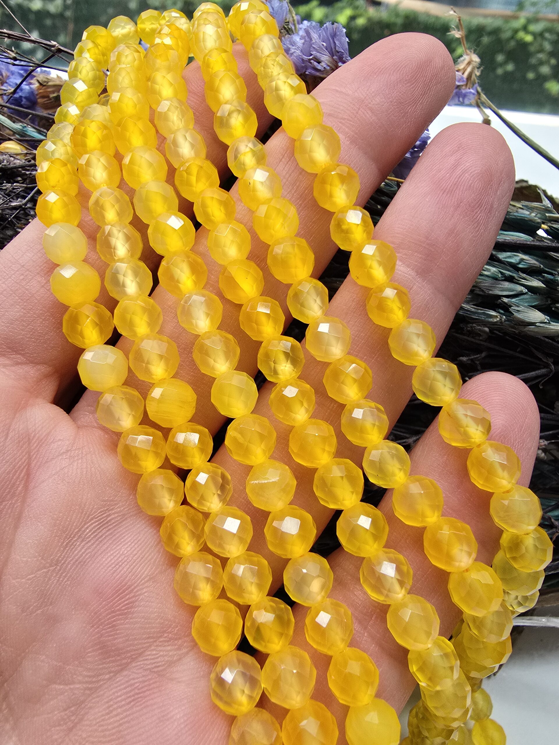 6 MM AAA Faset Sarı Akik Taşı