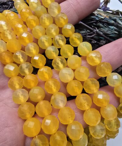 8 MM AAA Faset Sarı Akik Taşı