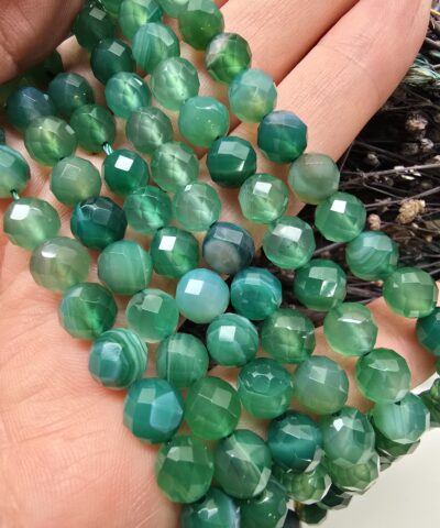 8 MM AAA Faset Yeşil Madagaskar Akik Taşı