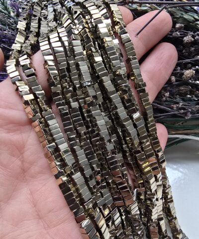 4x2 MM Kare Soft Gold Hematit Doğal Taş