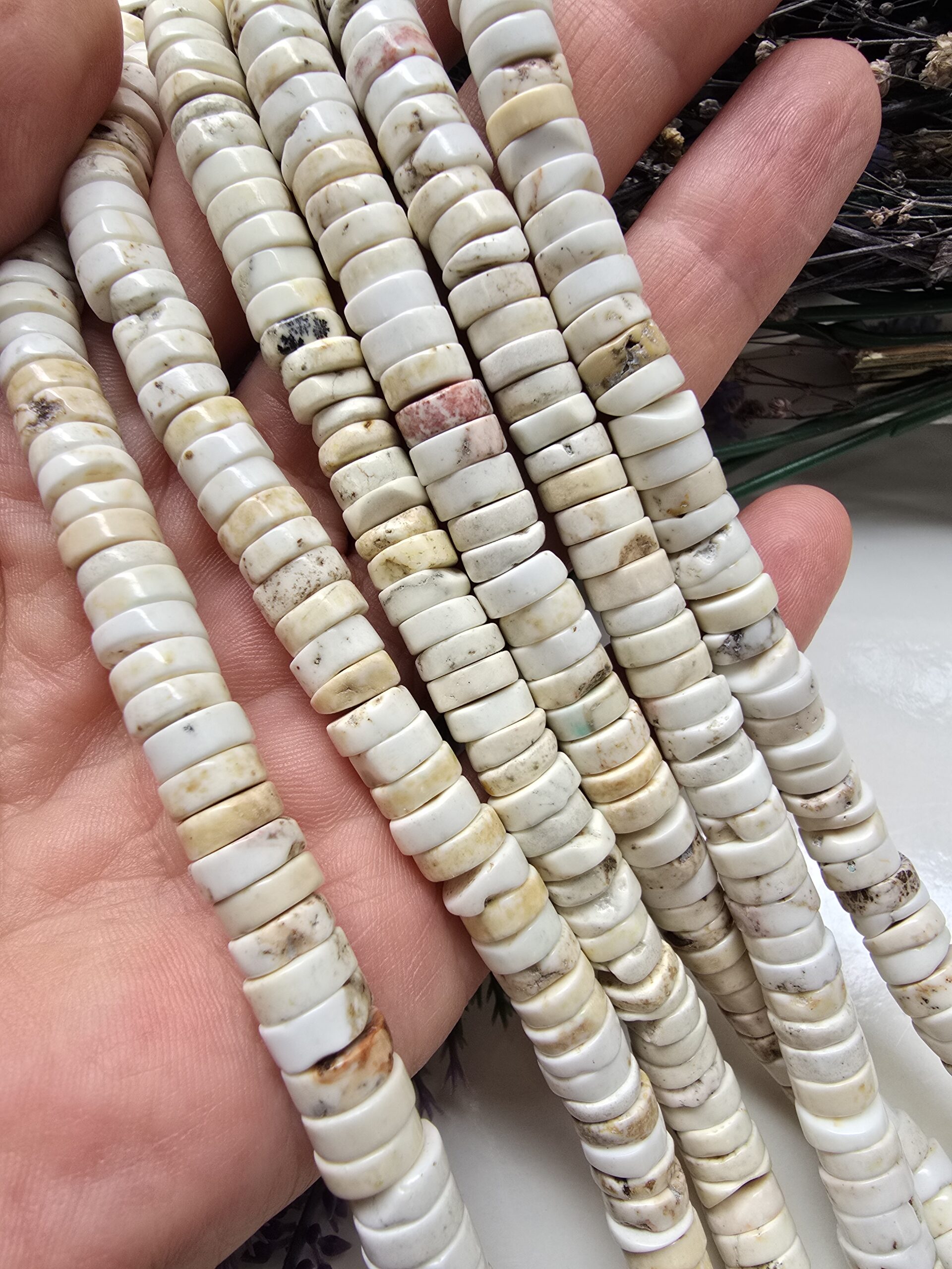 8x3 MM Disk Beyaz Turkuaz Taşı - Görsel 2