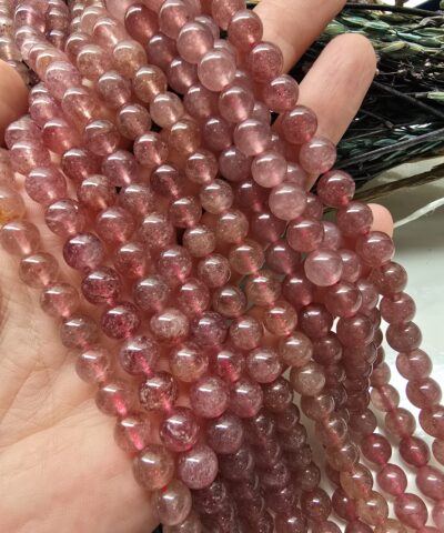 8 MM AAA Küre Çilek Kuvars Doğal Taş