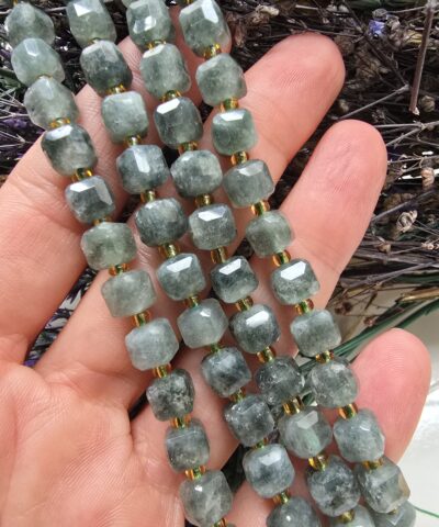 7x7 MM Faset Kesimli Küp Yeşil Kuvars Taşı