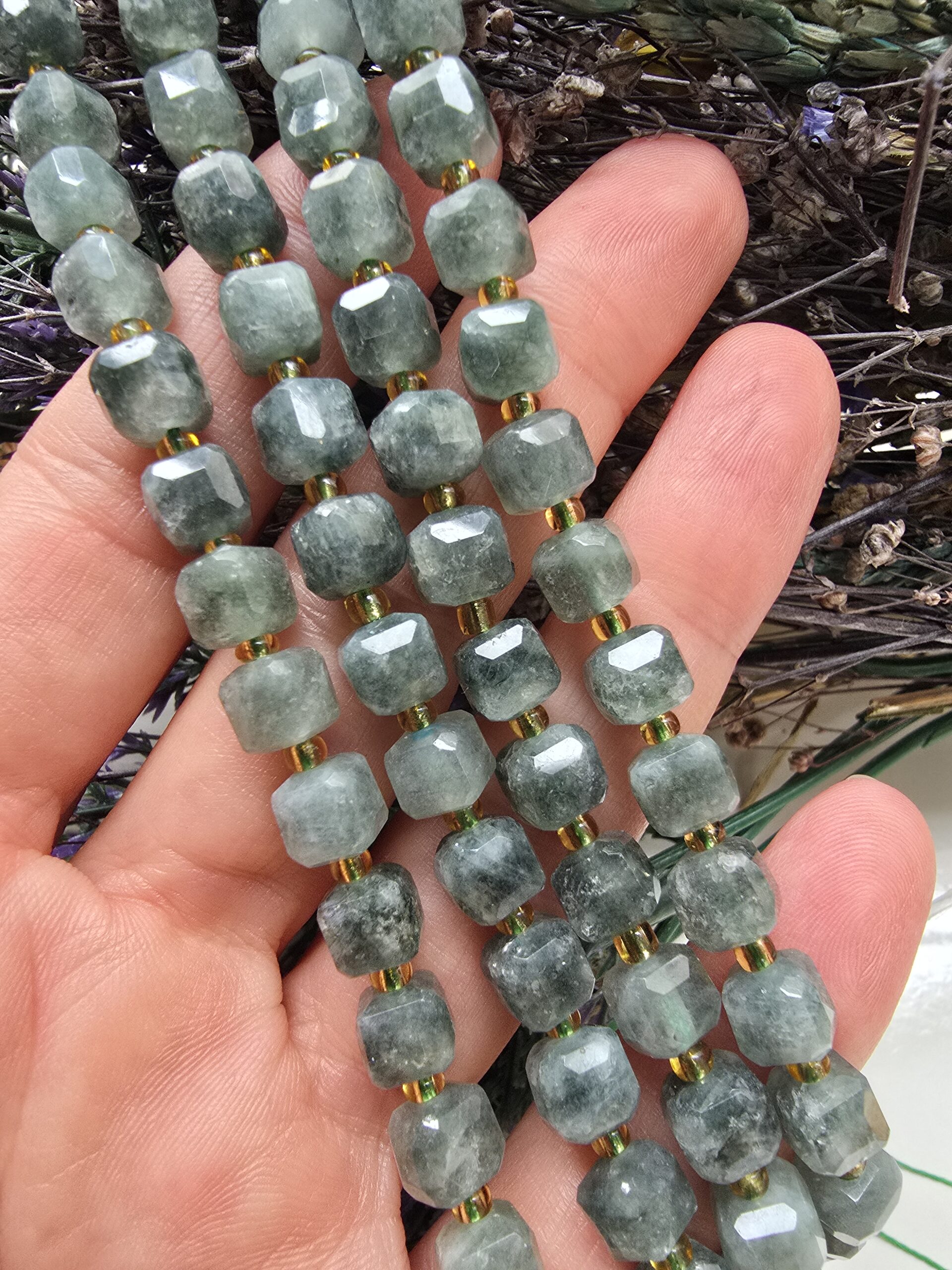 7x7 MM Faset Kesimli Küp Yeşil Kuvars Taşı
