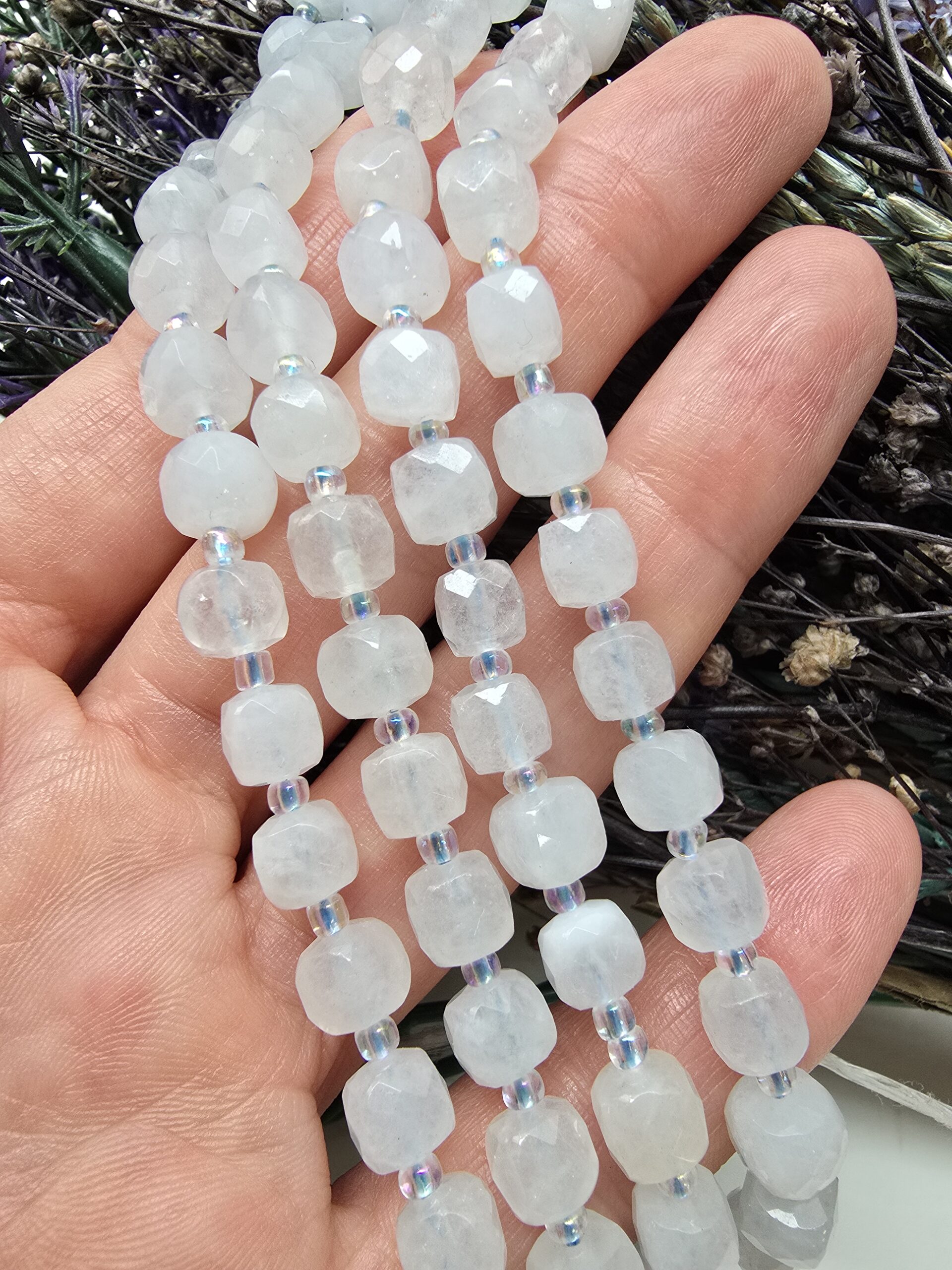 7x7 MM Faset Kesimli Küp Mavi Kuvars Taşı