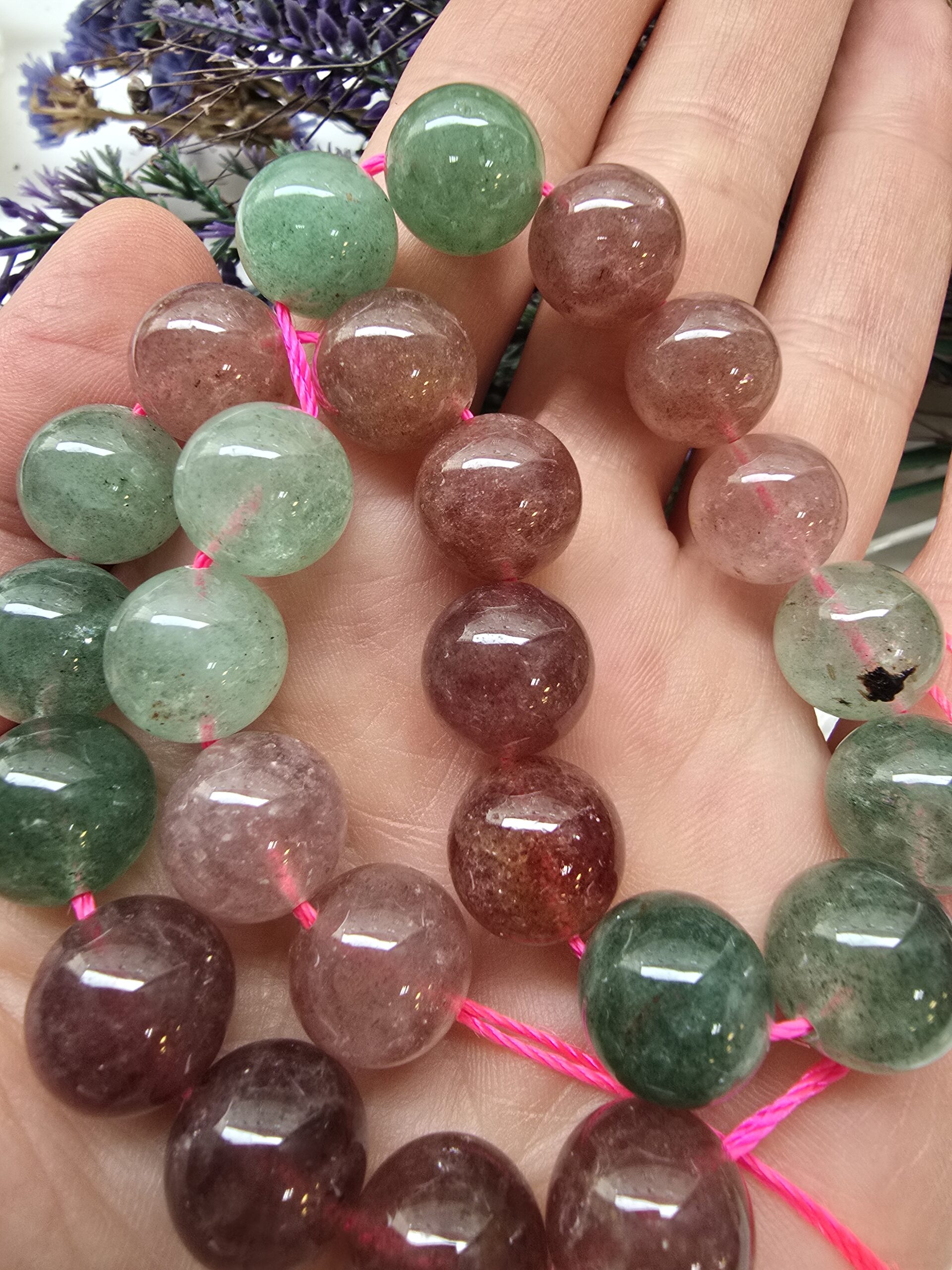 12 MM AAA Küre Çilek Kuvars Doğal Taş