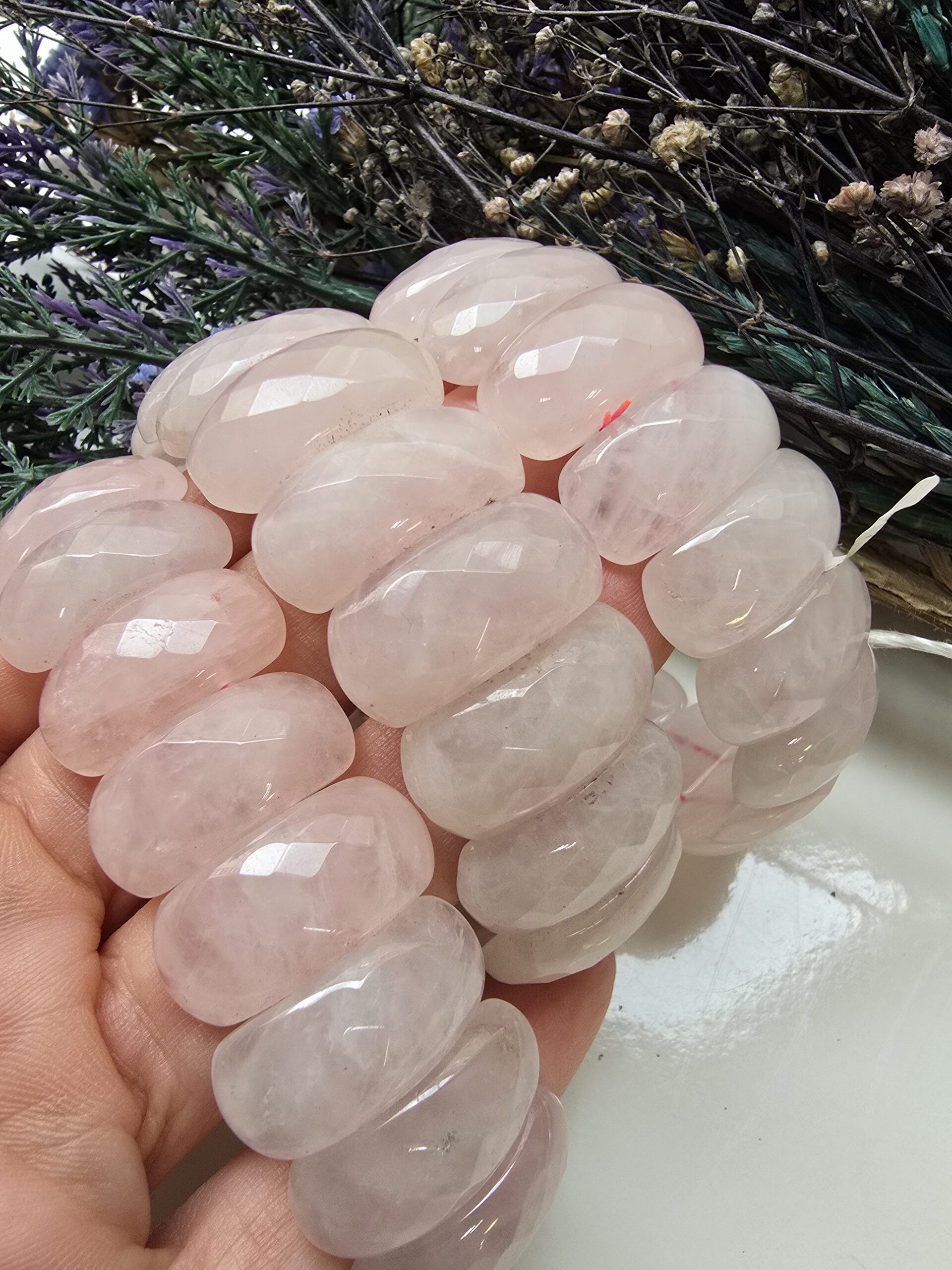 Bileklik Pembe Kuvars Doğal Taş - Görsel 7