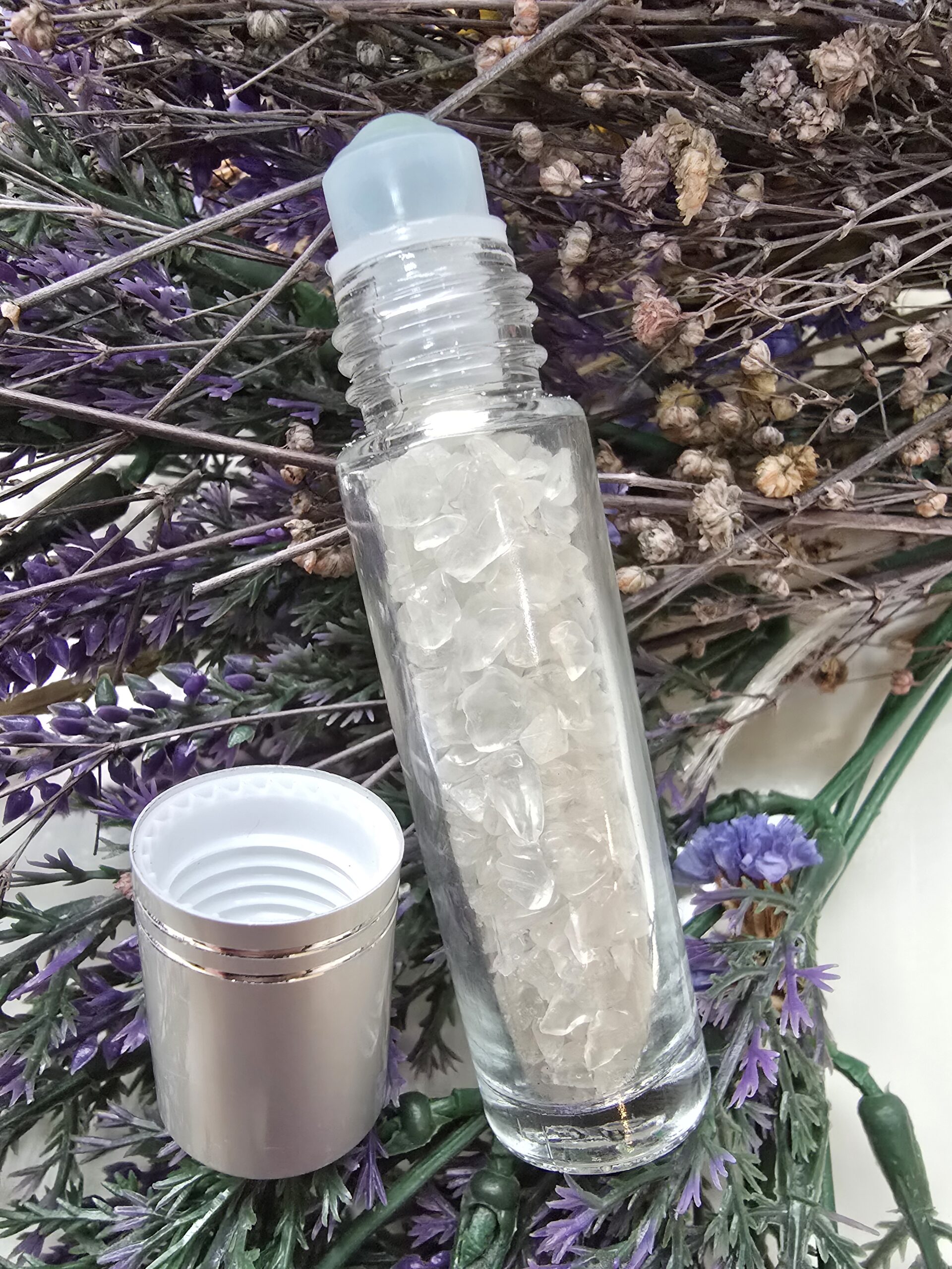 8 CM Roll On Şişe İçerisinde Kırık Kristal Kuvars Taşı - Görsel 2