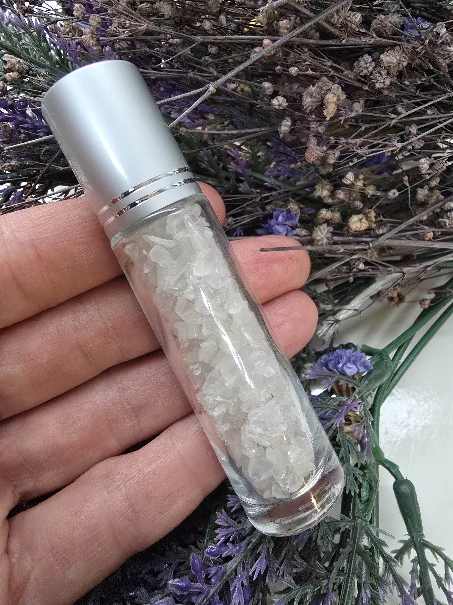 8 CM Roll On Şişe İçerisinde Kırık Kristal Kuvars Taşı