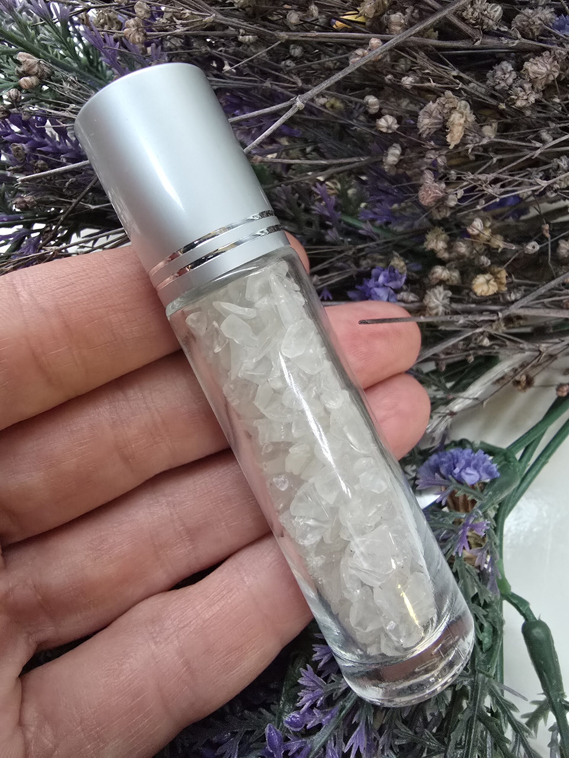 8 CM Roll On Şişe İçerisinde Kırık Kristal Kuvars Taşı - Görsel 3