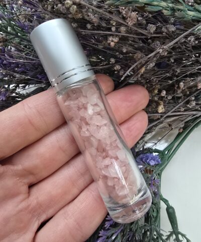 8 CM Roll On Şişe İçerisinde Kırık Pembe Kuvars Taşı