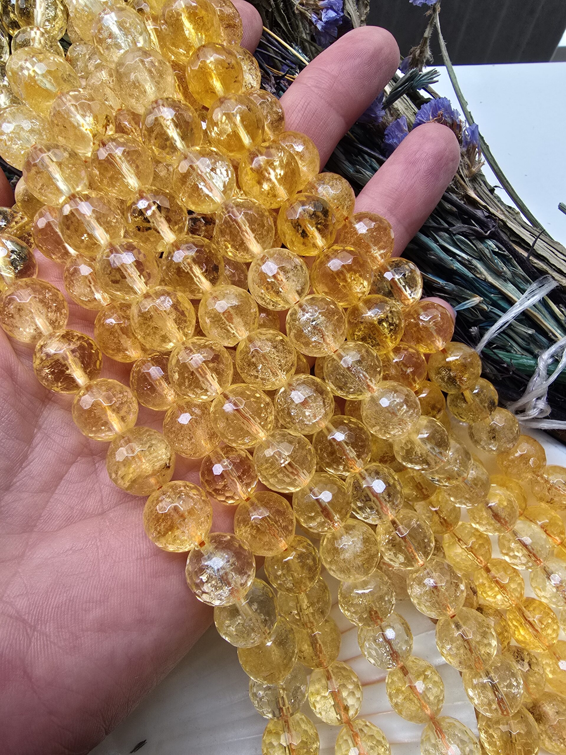 12 MM AAA Faset Kesimli Sitrin Taşı Dizi - Görsel 3