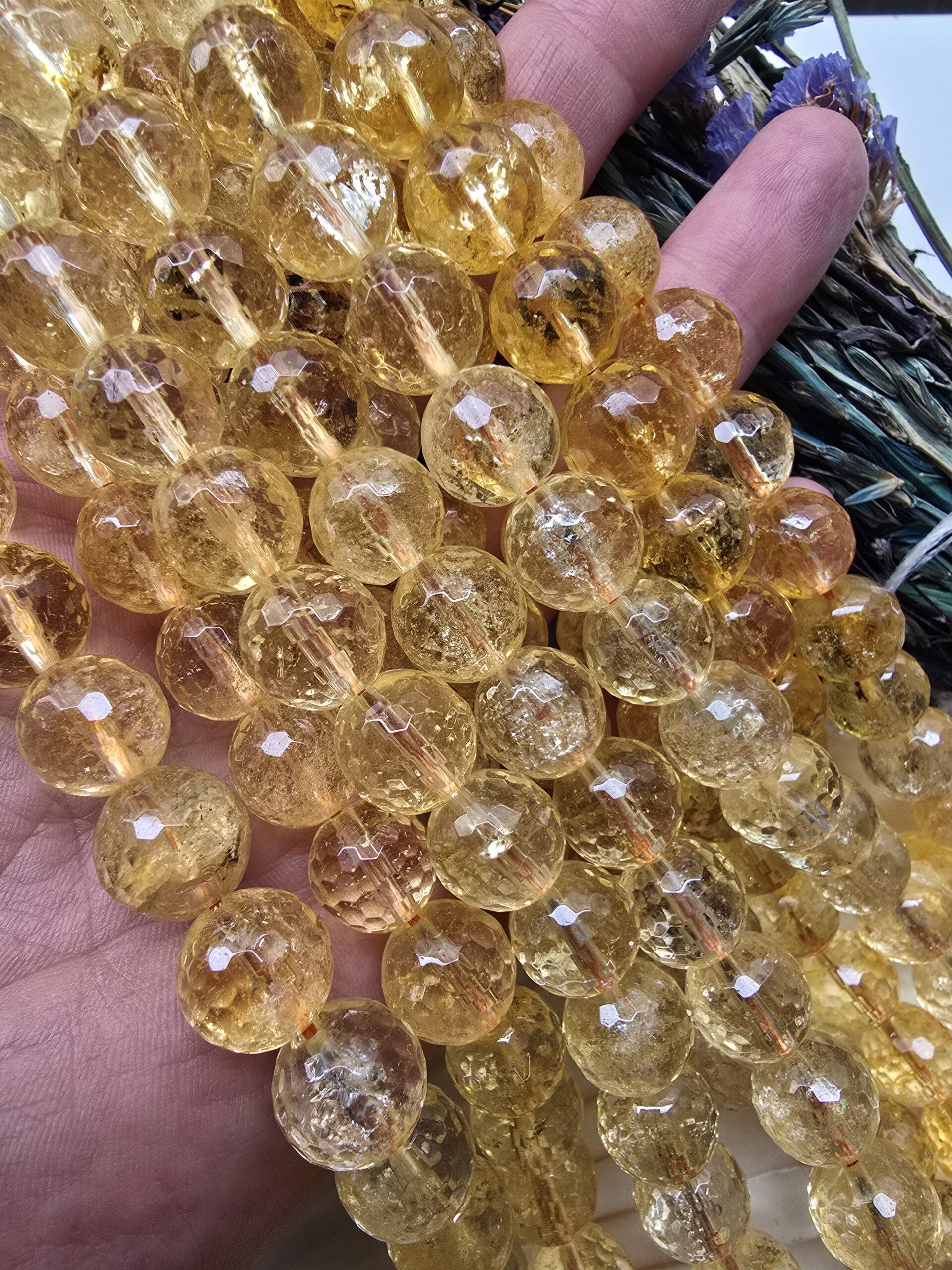 12 MM AAA Faset Kesimli Sitrin Taşı Dizi - Görsel 4