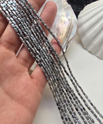 2x4 MM Oval Köşe Dikdörtgen Gümüş Hematit Taşı