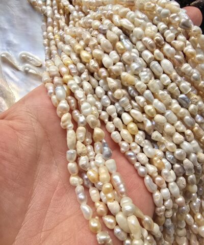 Saten Renkli Çakıl Arpa Tatlı Su Doğal İncisi