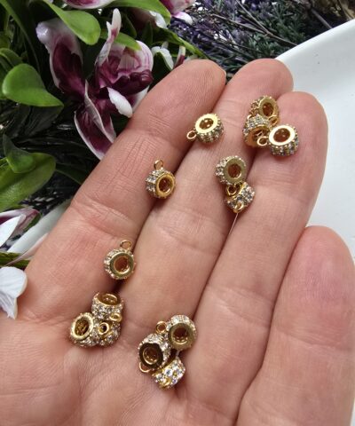 6x3 MM Disk Zirkon Taşlı Altın Kaplama Çarm Sallantı Halkalı